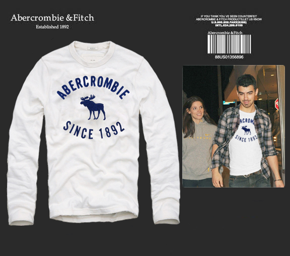 Abercrombie Fitch Hombres De Cuello Redondo Con Gente Fotos Largo Remera AF6088